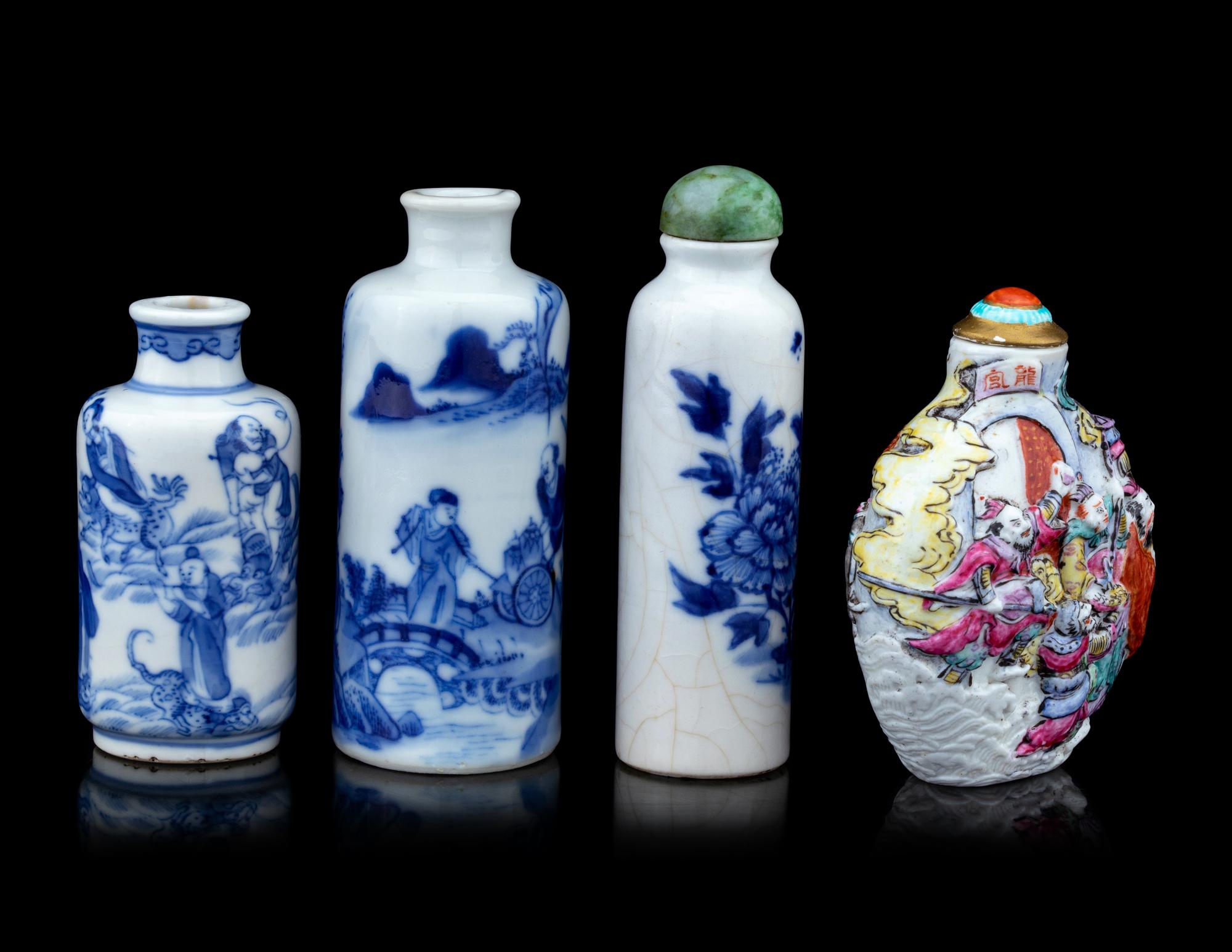 Four Porcelain Snuff Bottles