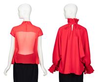 SCHIAPARELLI & BALENCIAGA, TWO RED BLOUSES