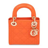 Christian Dior, Mini Lady Dior in Orange Patent Leather & Matching Card Holder