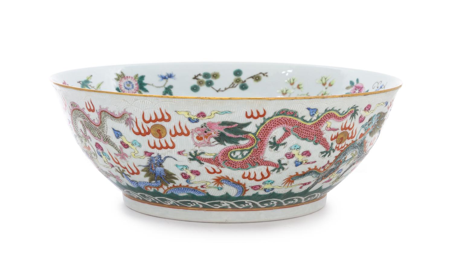 A Famille Rose Porcelain Bowl Diameter 10 3/4 inches.