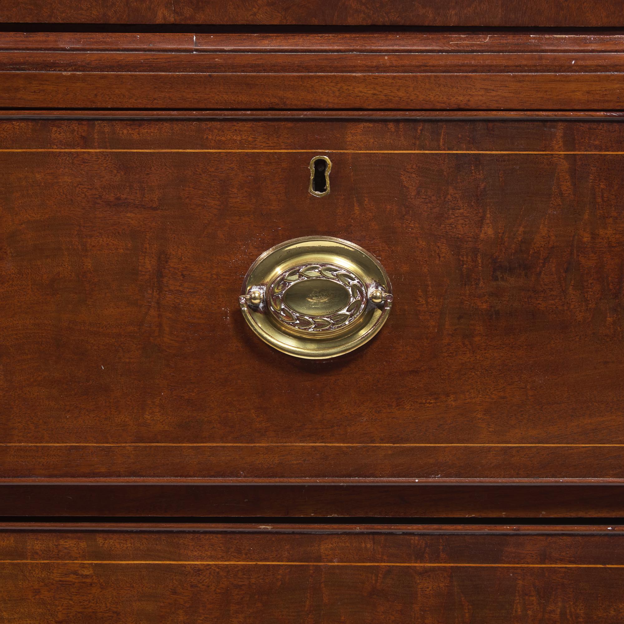 A Chippendale Inlaid Mahogany Linen Press