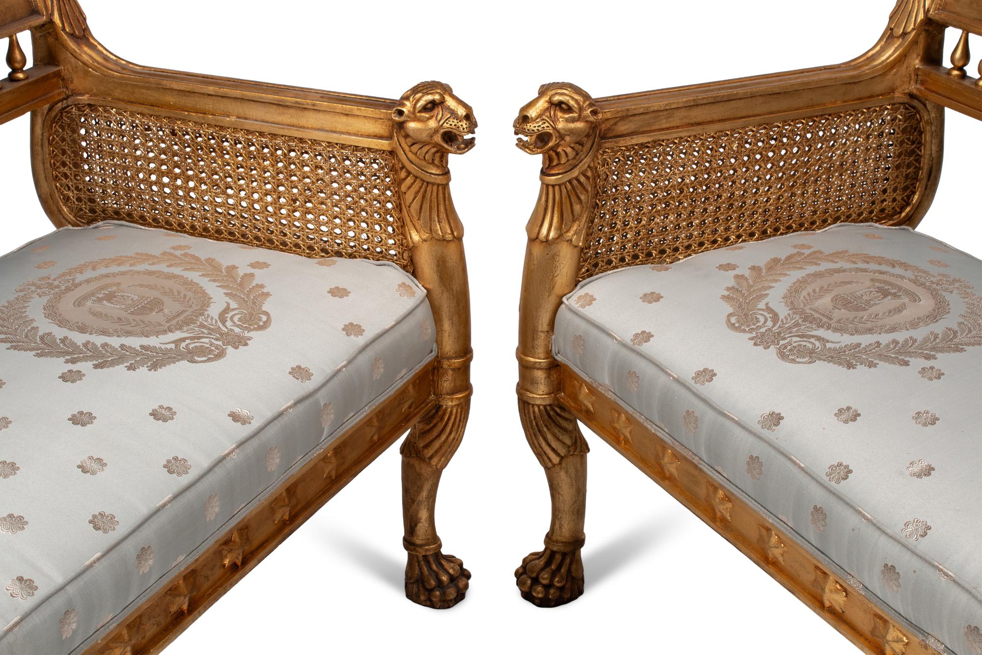 A Pair of Italian Neoclassical Style Giltwood Hall Benches