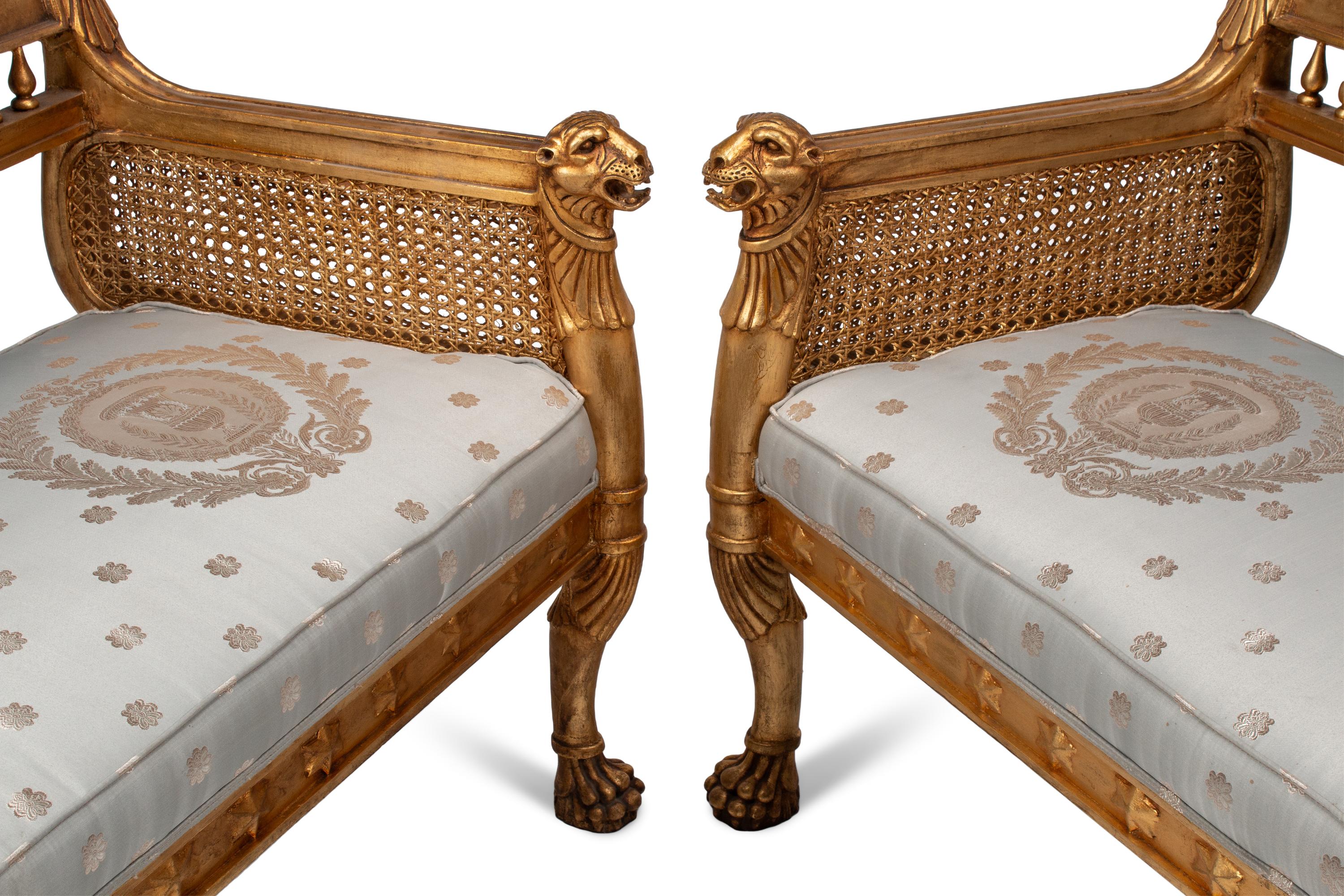 A Pair of Italian Neoclassical Style Giltwood Hall Benches