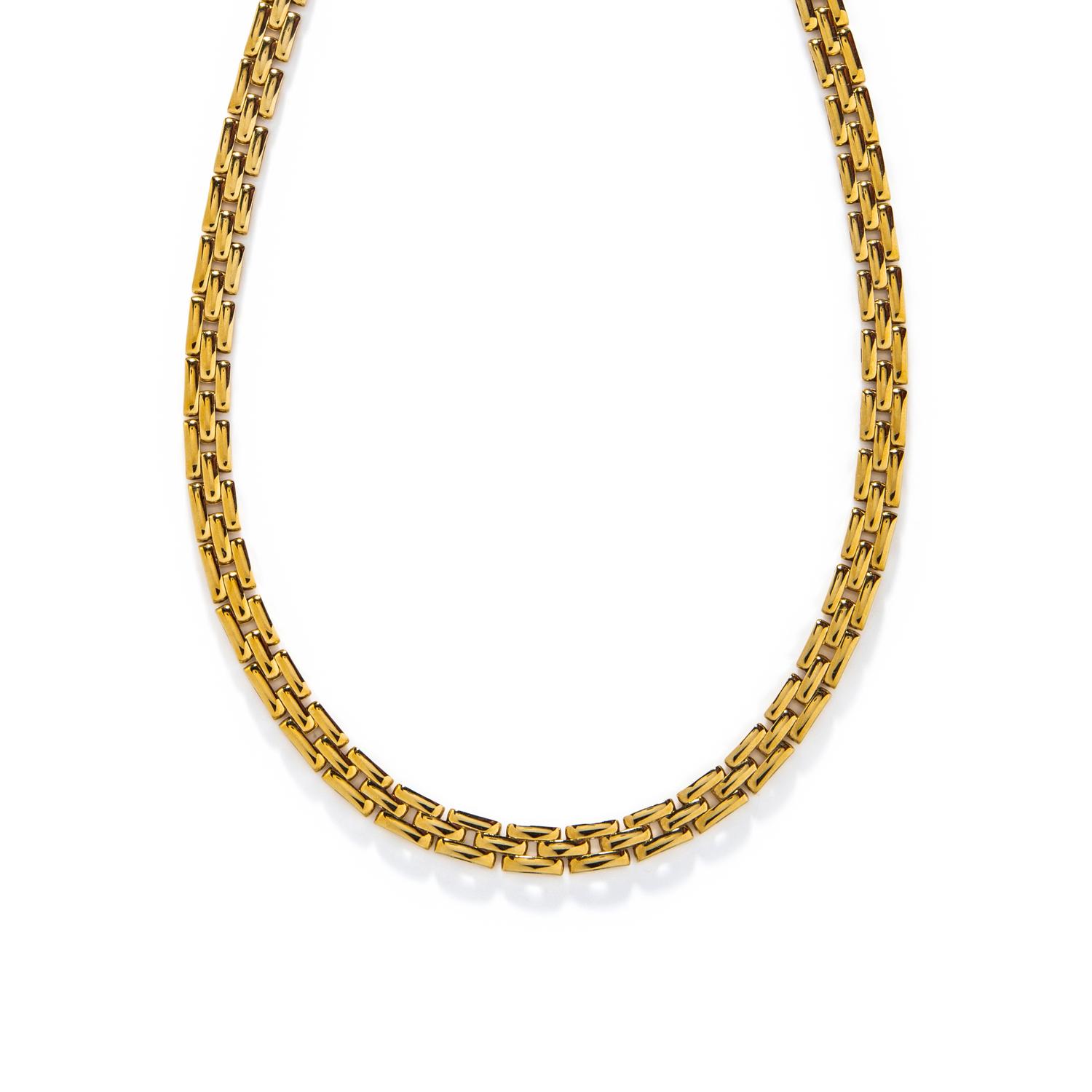 YELLOW GOLD BRICK LINK NECKLACE