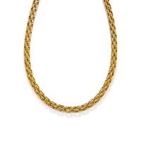 YELLOW GOLD BRICK LINK NECKLACE
