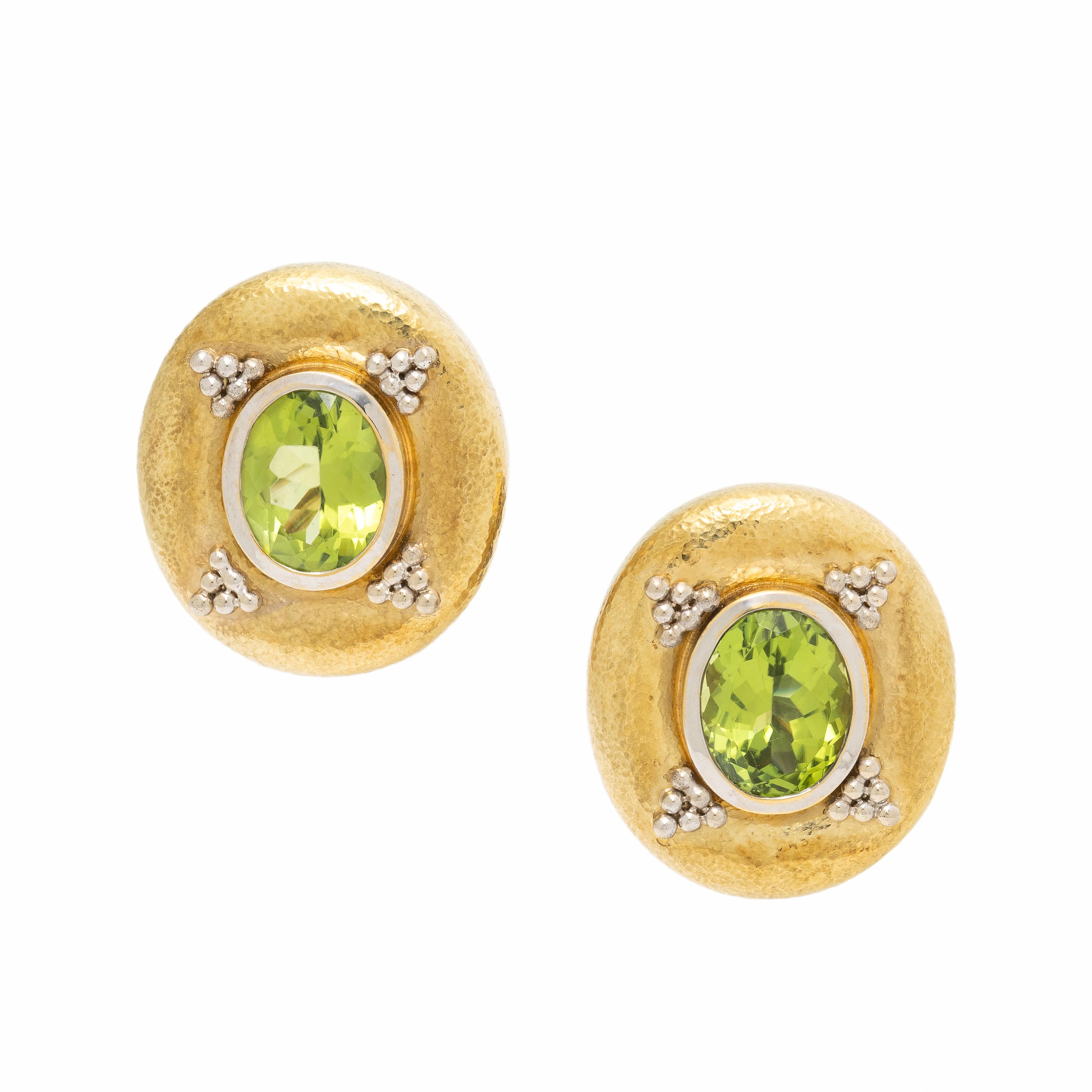 Bicolor Gold and Peridot Earrings