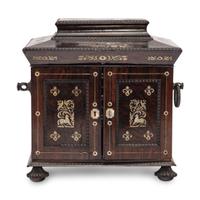 An Anglo-Indian Rosewood and Mother-of-Pearl Inlaid Jewelry Casket