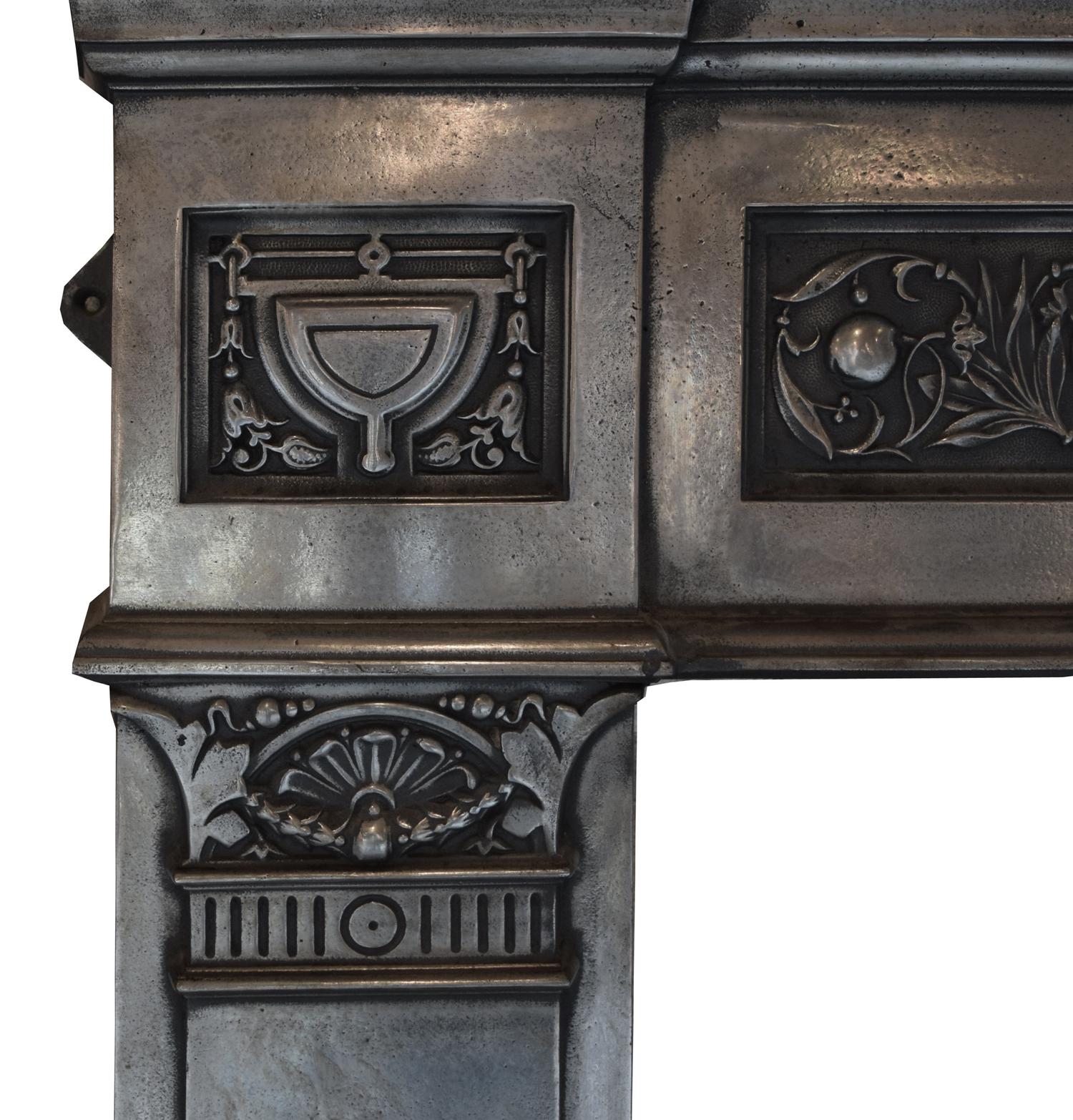 A Cast Iron Fireplace Mantel 58.5" W x 9" D x 53.5" H — England, Late 19th Century