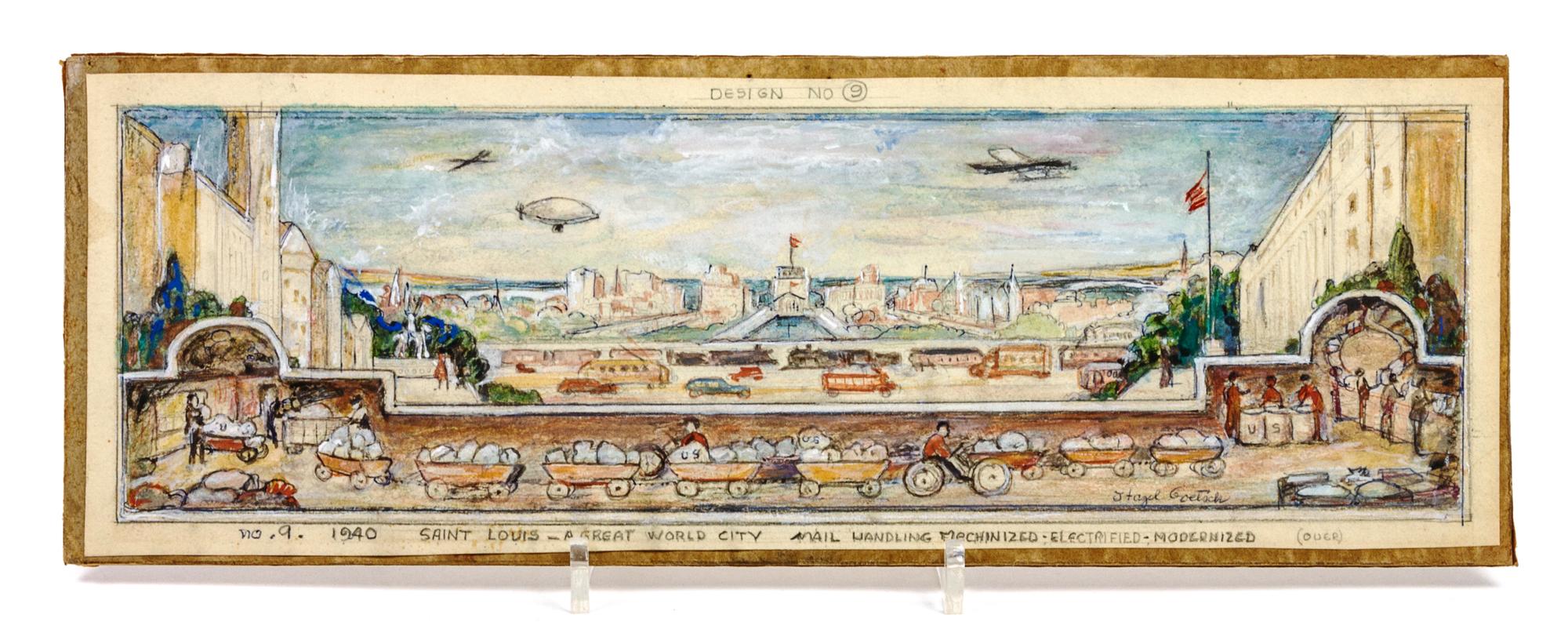 Hazel Goetsch, (American 1892-1984), Nine Works: Mural Studies for St. Louis Post Office, c. 1939