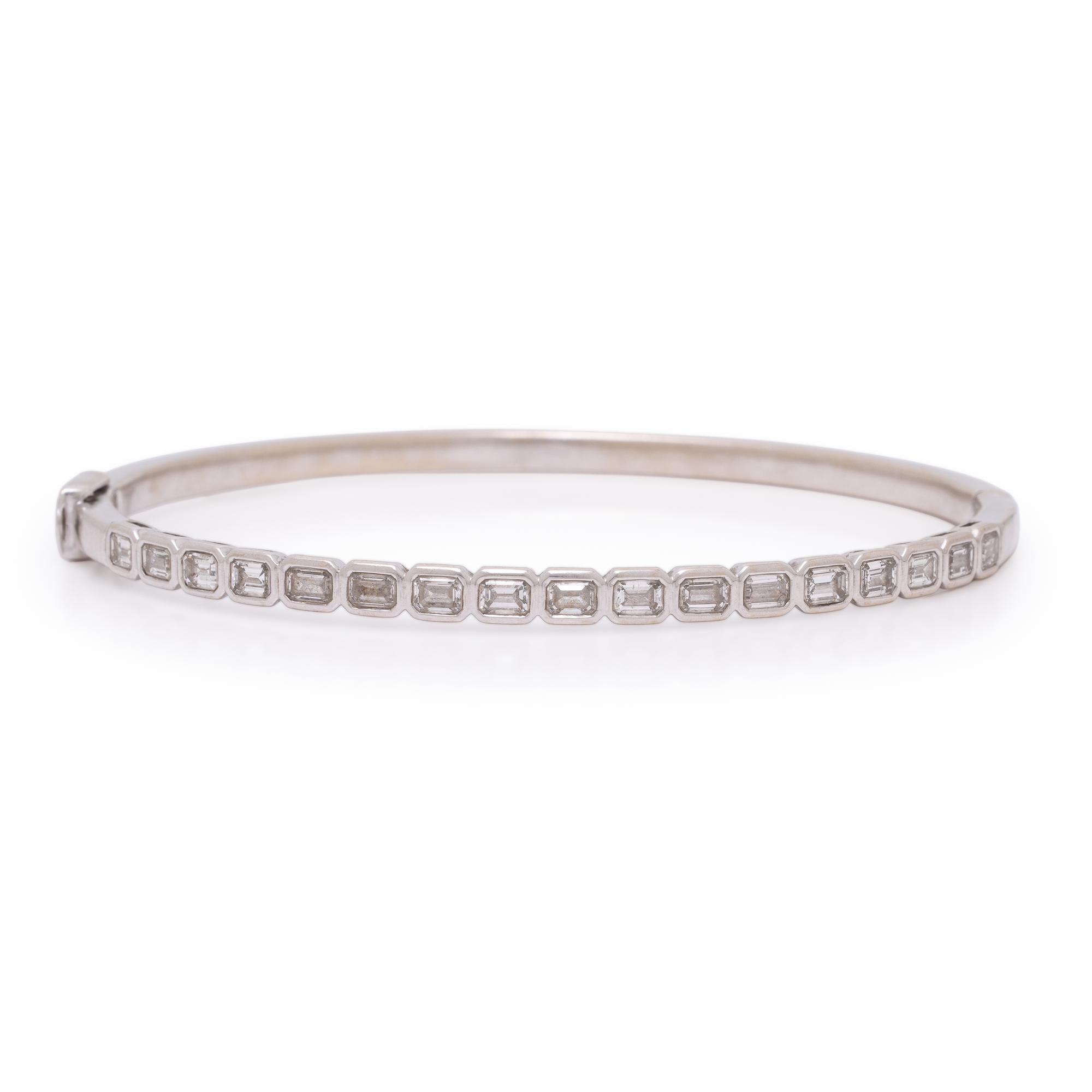 Diamond and White Gold Bangle Bracelet