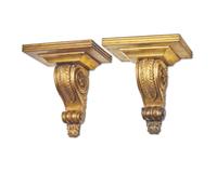 A Pair of George III Neoclassical Carved Giltwood and Gesso Wall Brackets