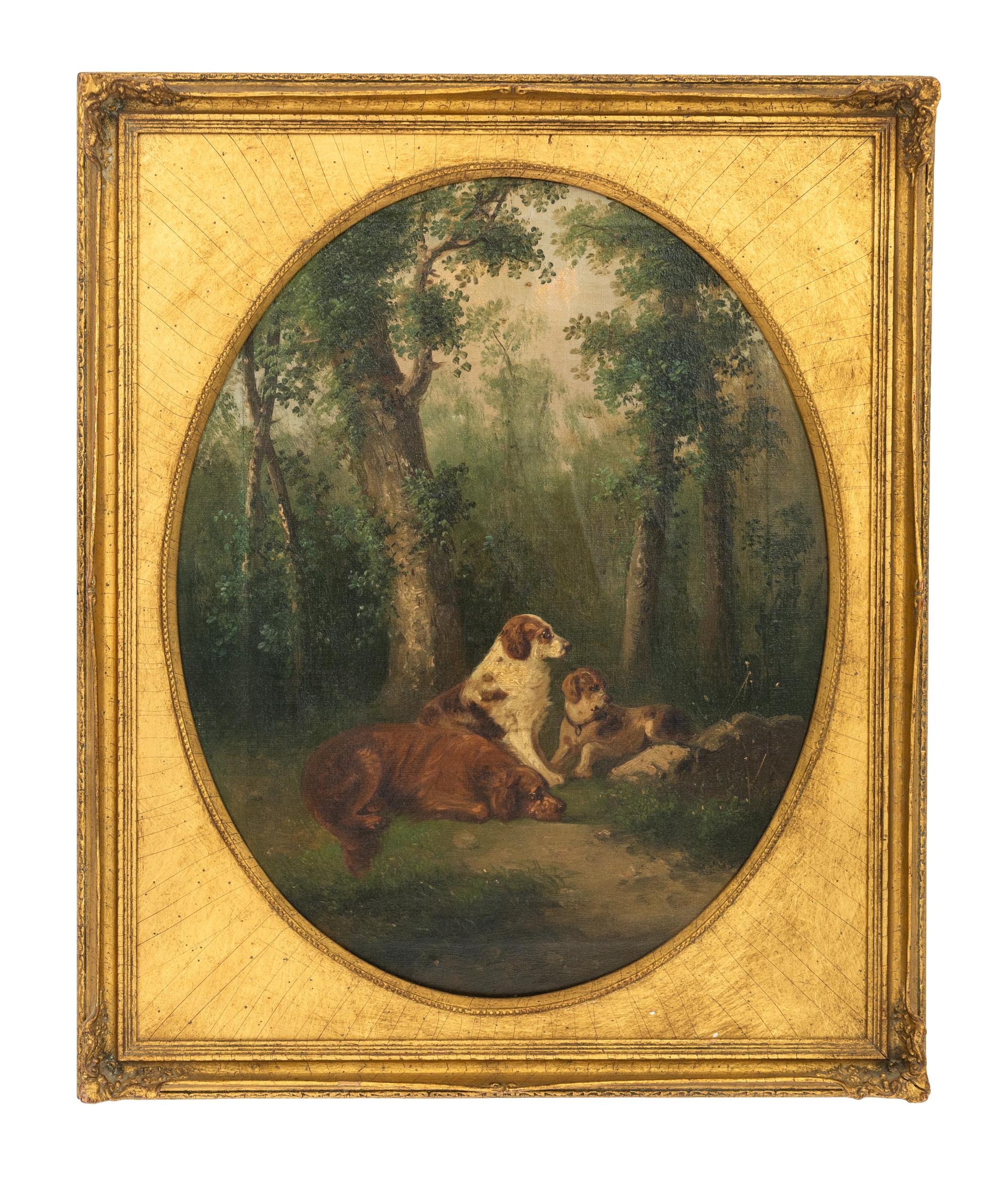 Dogs Hunting and Dogs at Rest (two paintings)