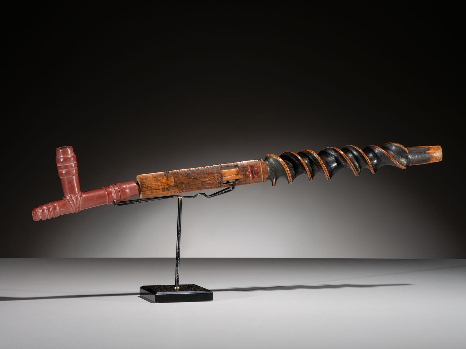 Western Great Lakes Twisted Pipe Stem, with Catlinite Bowl