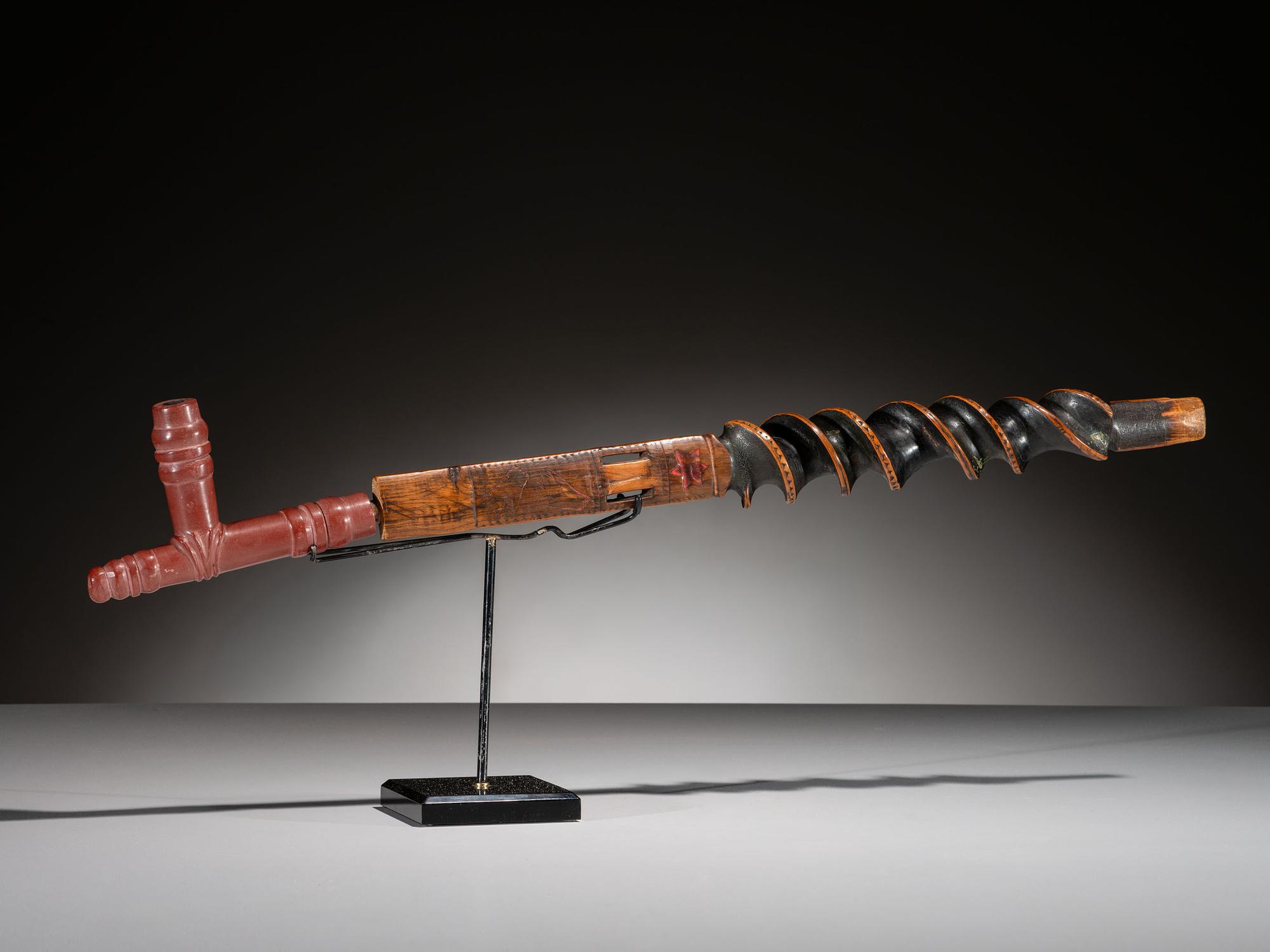 Western Great Lakes Twisted Pipe Stem, with Catlinite Bowl
