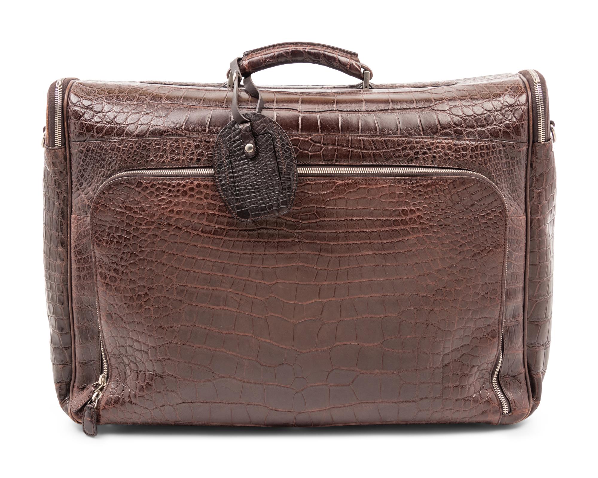 Brioni Brown Alligator Garment Bag,