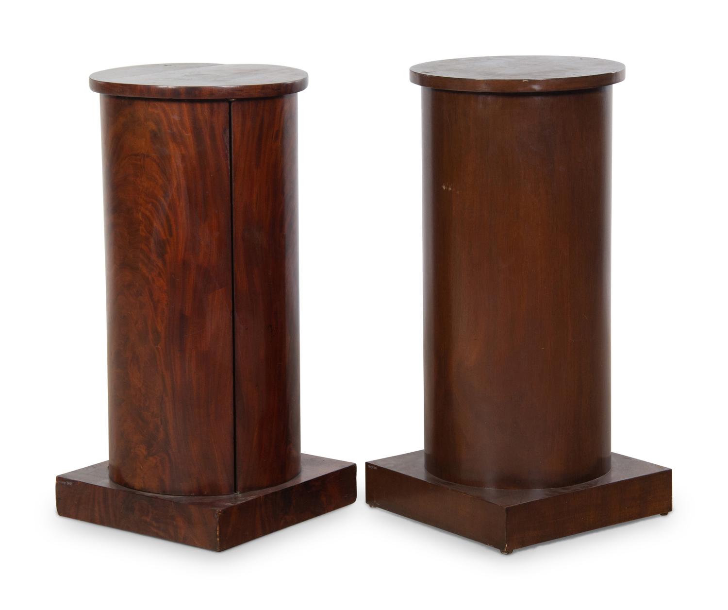 A Matched Pair of Mahogany Veneered Pedestals