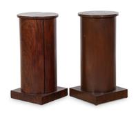 A Matched Pair of Mahogany Veneered Pedestals