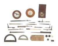 [CIVIL WAR]. Drafting set possibly used by Civil War engineer. [ With: ] Compasses & other artifacts.