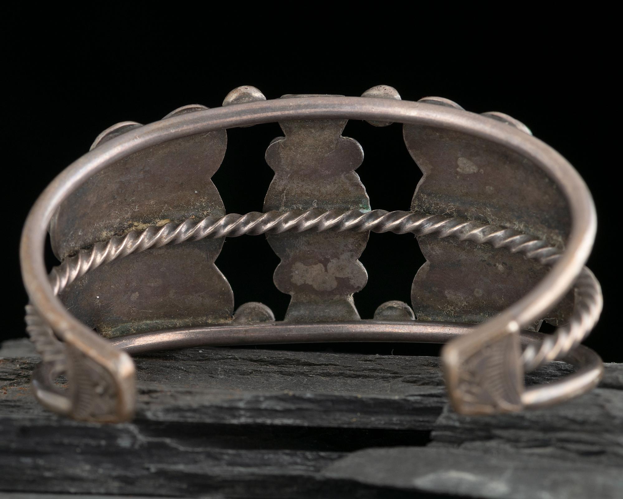 Navajo Silver and Turquoise Cluster Cuff Bracelet
