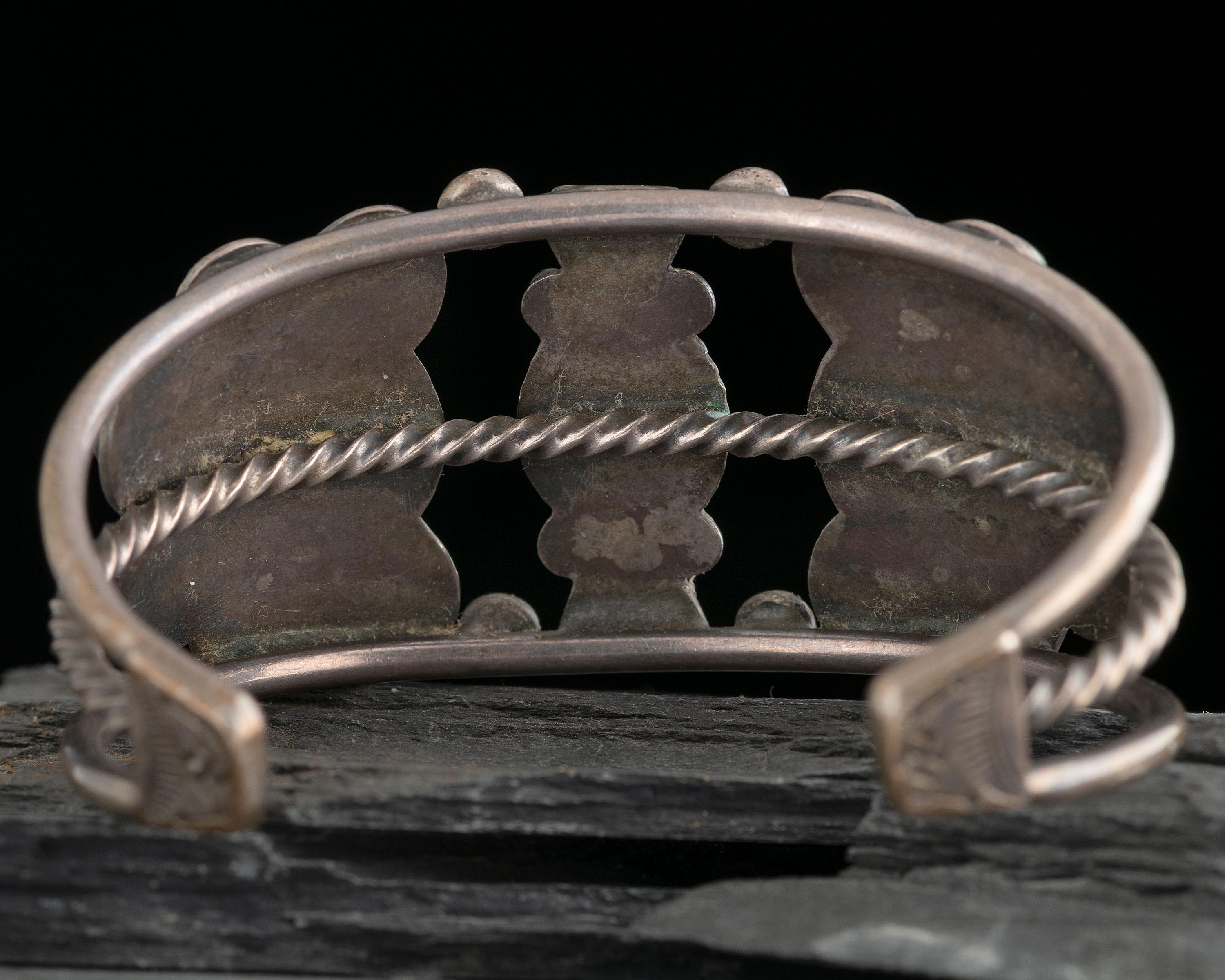 Navajo Silver and Turquoise Cluster Cuff Bracelet