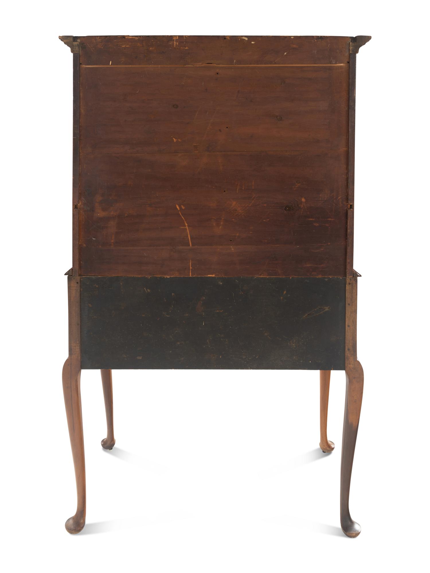 A Queen Anne Fan-Carved Cherrywood Flat-Top High Chest