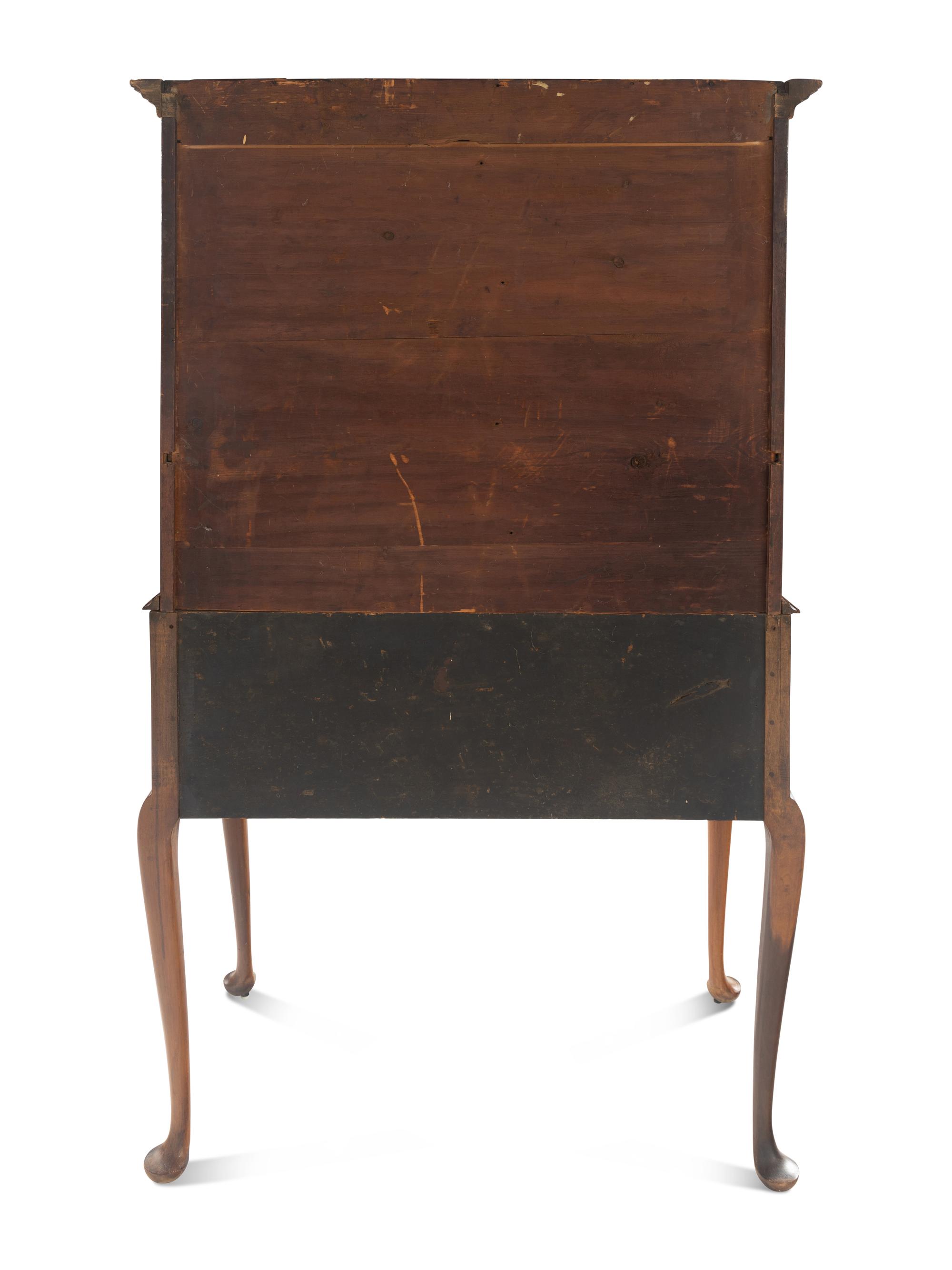 A Queen Anne Fan-Carved Cherrywood Flat-Top High Chest
