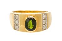 A 14 Karat Yellow Gold, Tourmaline and Diamond Ring, 3.70 dwts.