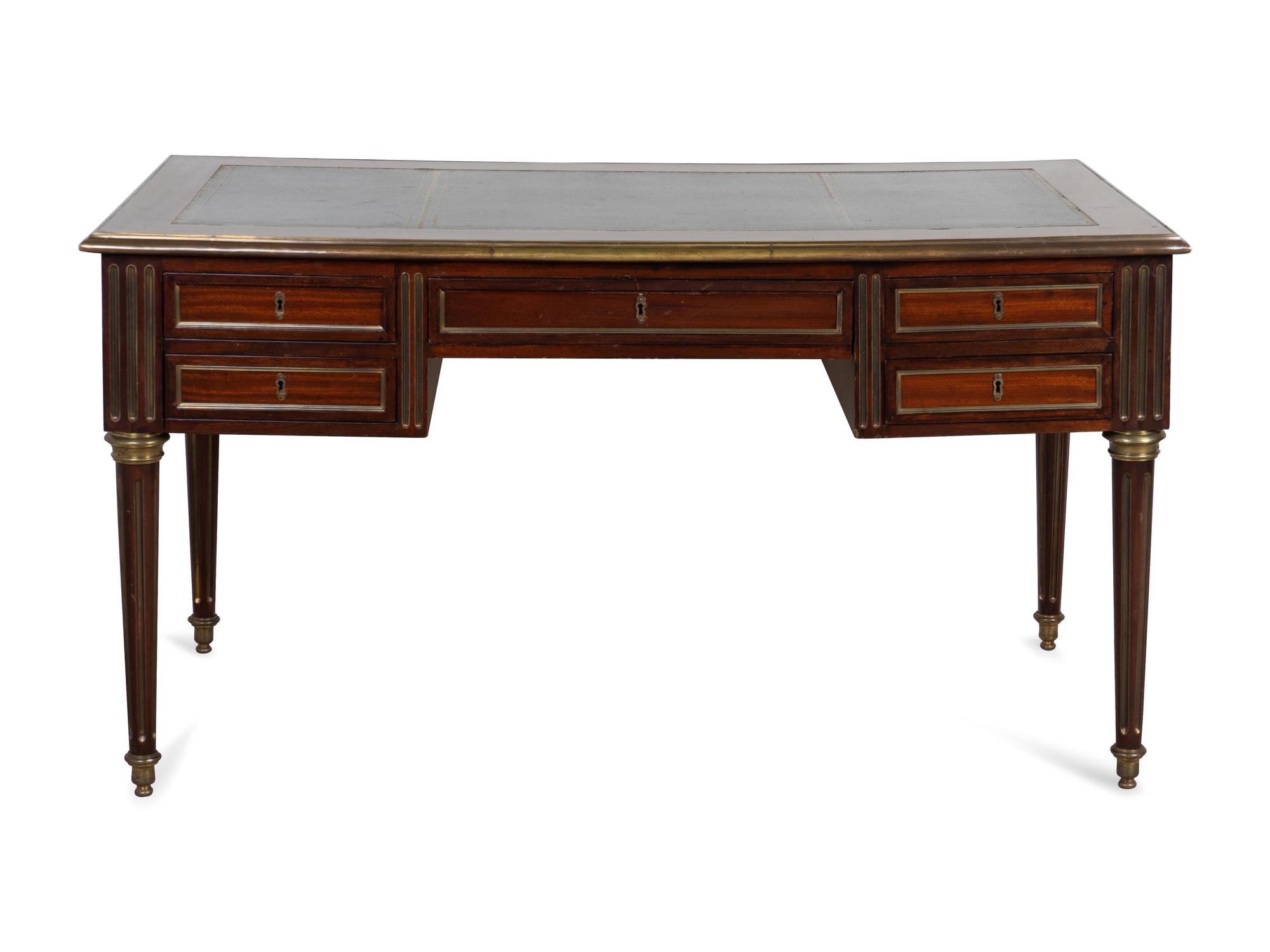 A Directoire Style Brass-Mounted Mahogany Bureau Plat — EARLY 20TH CENTURY