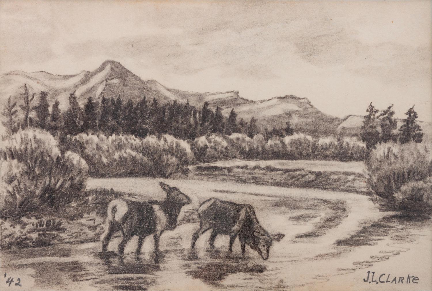 Deer with Mountains , 1942