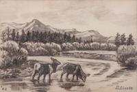 Deer with Mountains , 1942