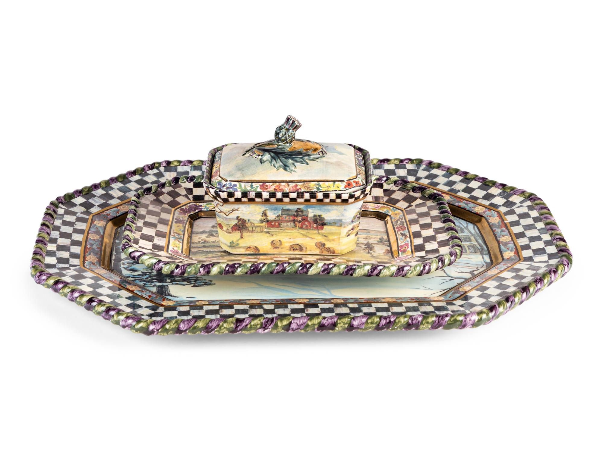 A Set of Sixteen MacKenzie-Childs MacLachlan Ceramic Dinner Plates