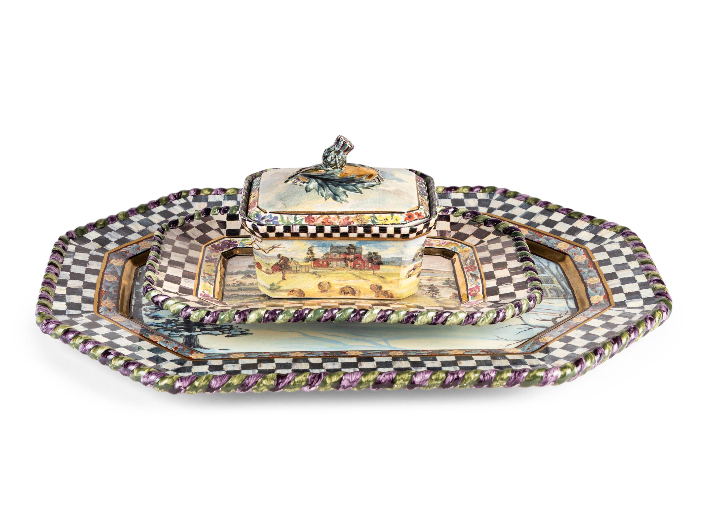A Set of Sixteen MacKenzie-Childs MacLachlan Ceramic Dinner Plates
