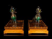 A Pair of Chinese Export Embellished Silver Filigree Figure of Phoenix