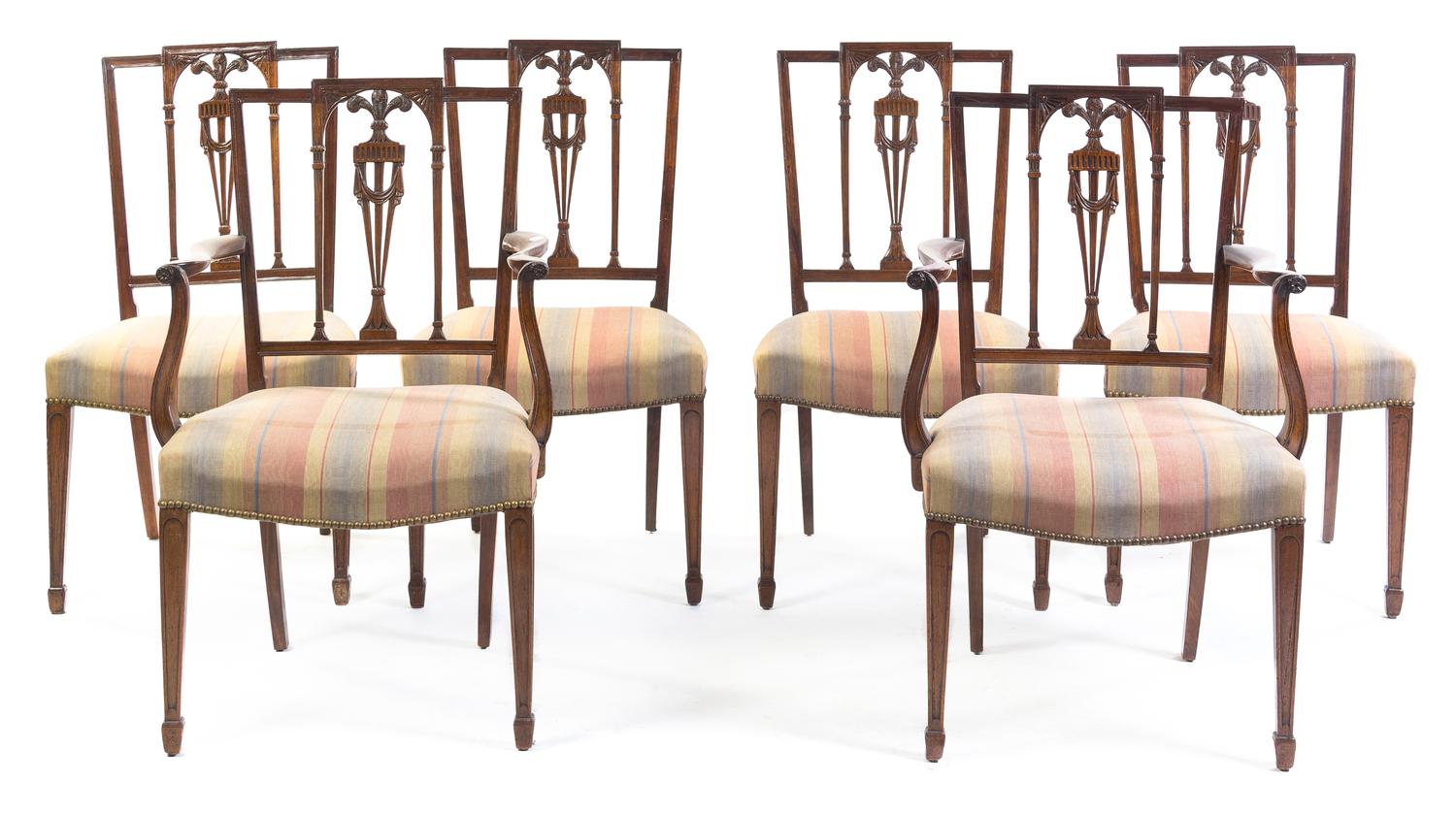 A Set of Six American Dining Chairs Height 39 inches.
