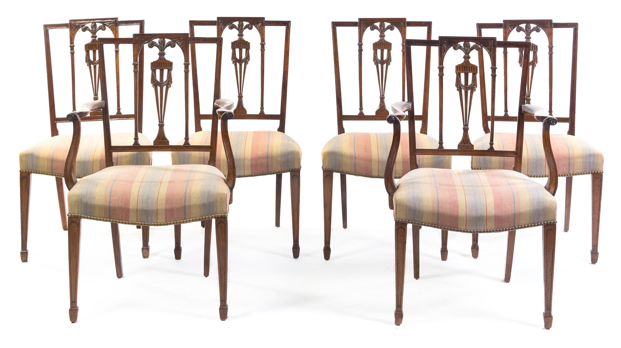 A Set of Six American Dining Chairs Height 39 inches.