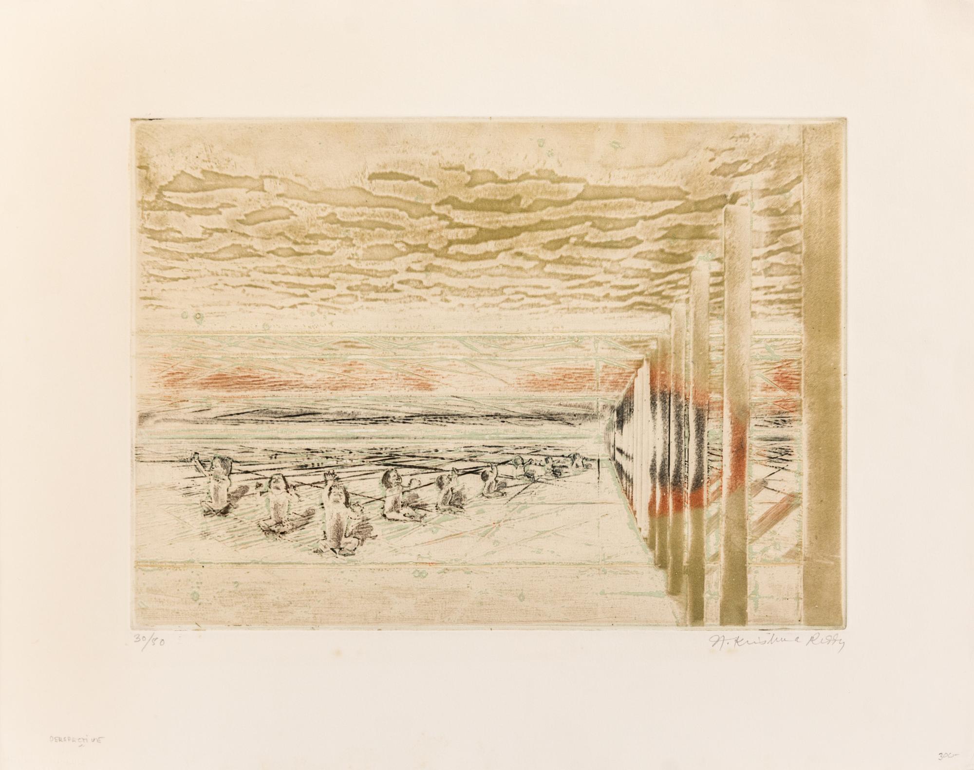 Krishna Reddy, (Indian, b. 1925), a group of 4 colored intaglios