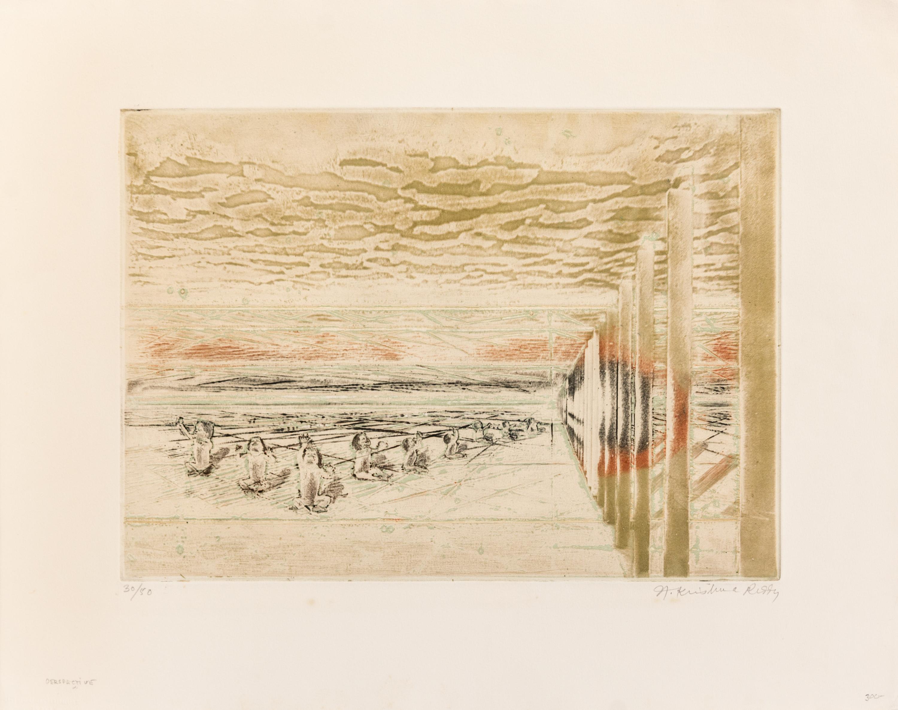 Krishna Reddy, (Indian, b. 1925), a group of 4 colored intaglios