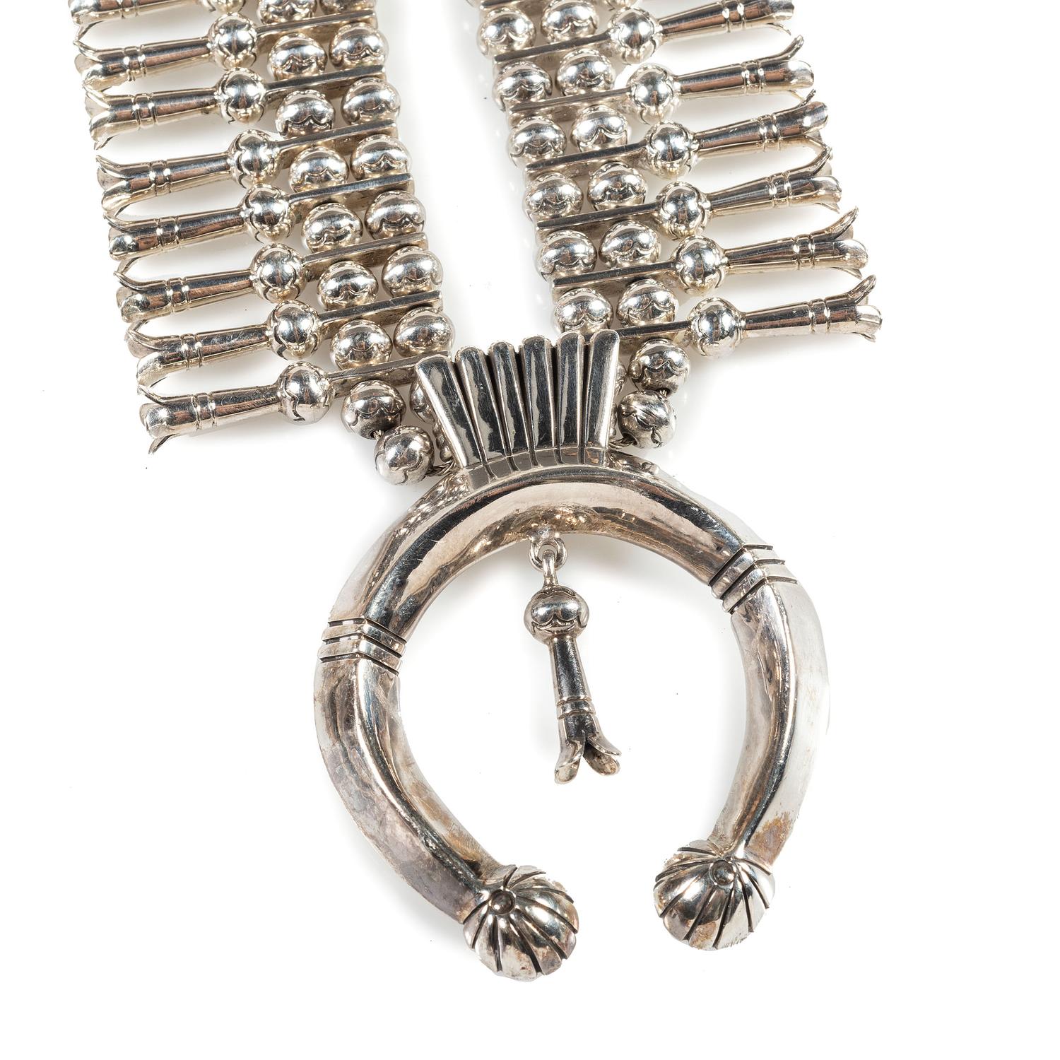 Navajo Silver Squash Blossom Necklace and Earrings
