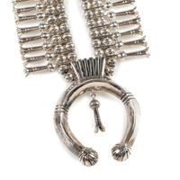 Navajo Silver Squash Blossom Necklace and Earrings