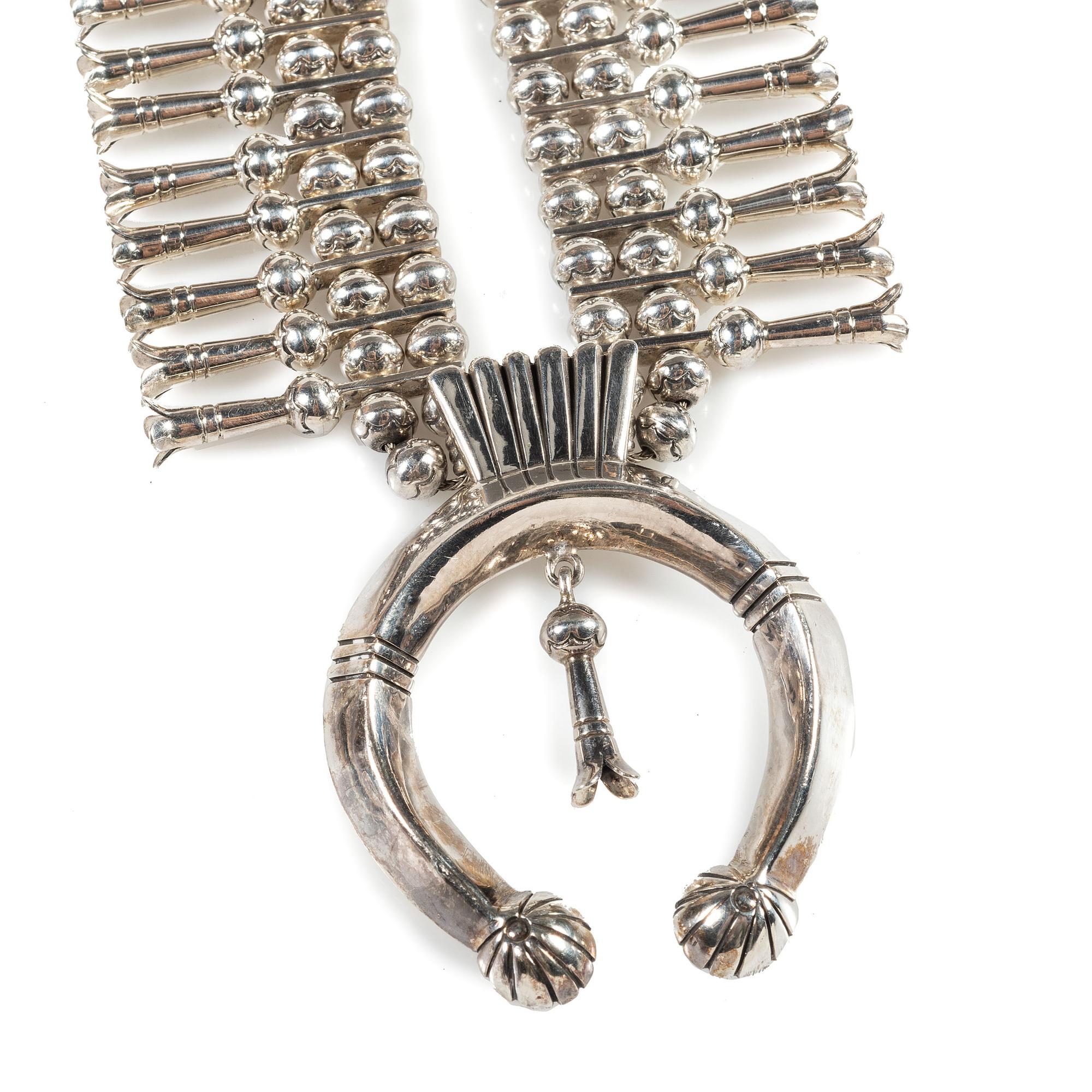 Navajo Silver Squash Blossom Necklace and Earrings