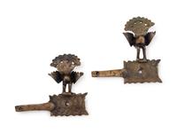 A Pair of Southeast Asian Bronze Peacock-Form Fixtures