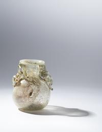 A Roman Green Glass Araballos