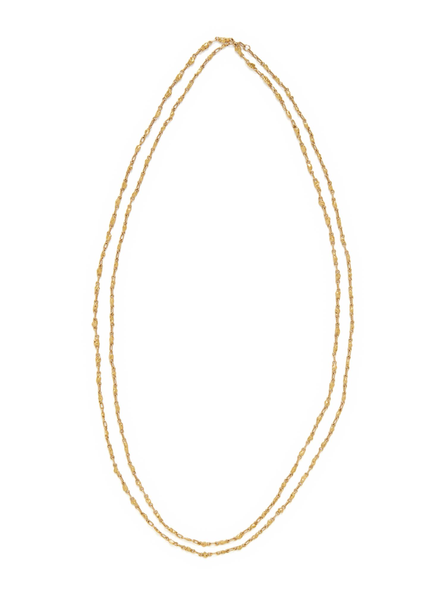 FANCY LINK YELLOW GOLD LONG CHAIN