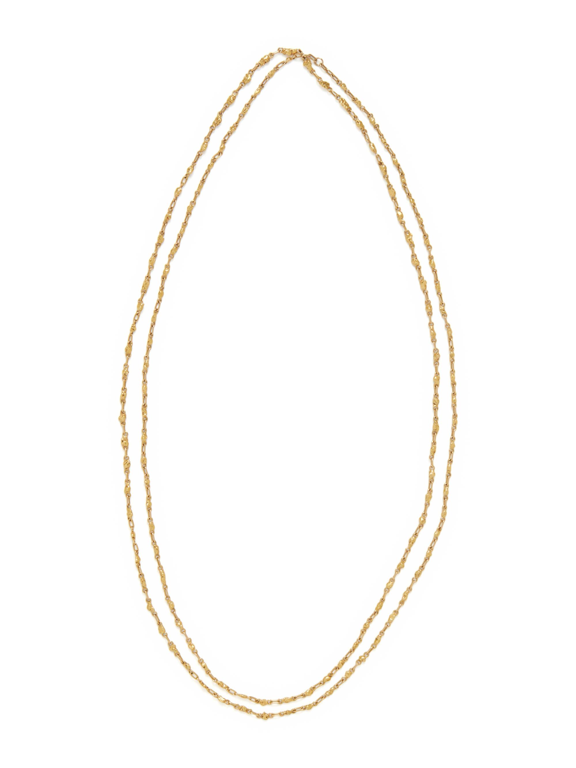FANCY LINK YELLOW GOLD LONG CHAIN