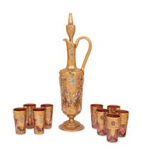 An Italian Enameled Glass Drink Service
