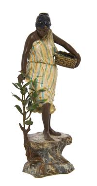 An Austrian Cold Painted Bronze Orientalist Figure, Franz Bergman (1861-1936), Height 7 inches.
