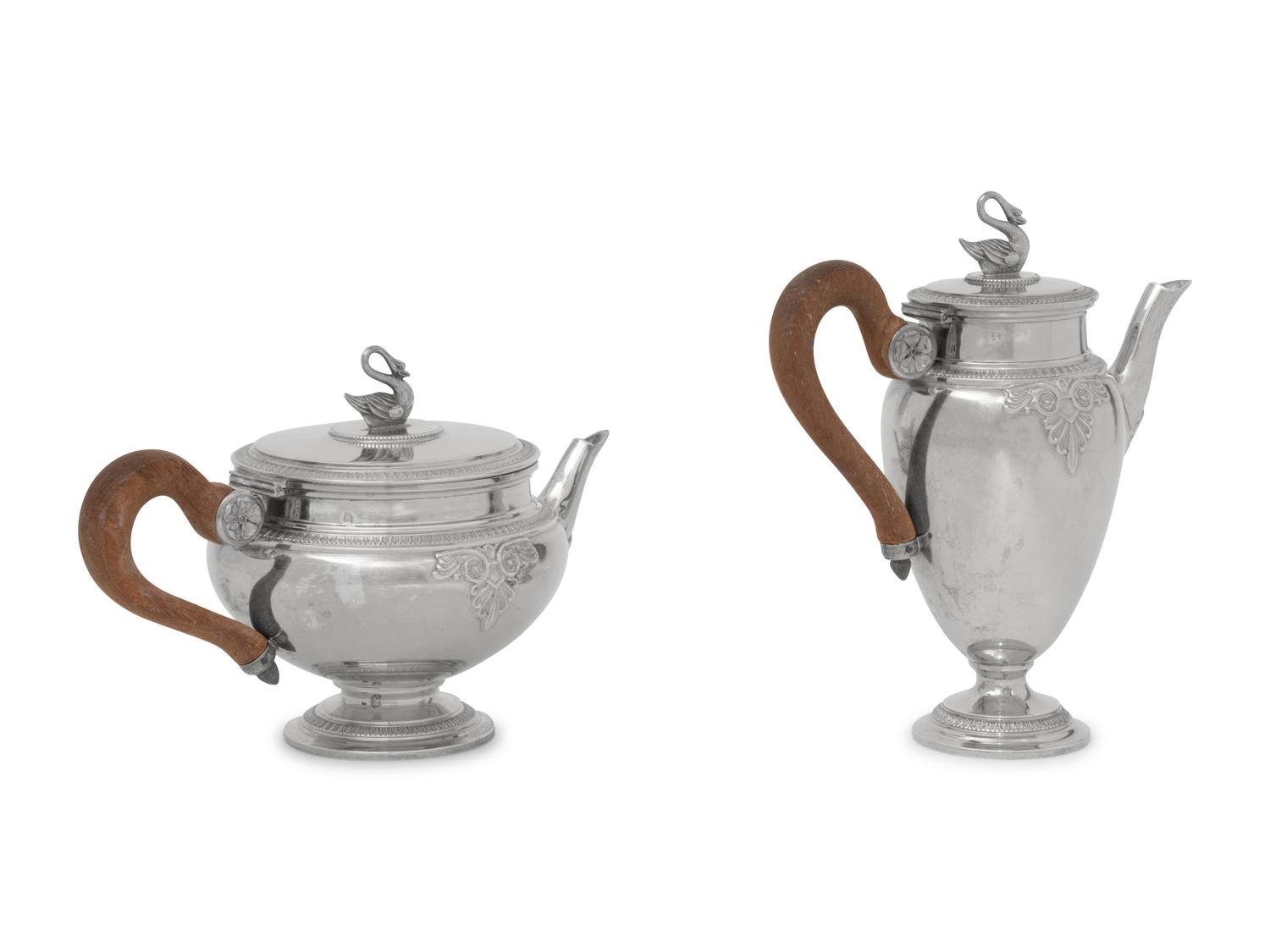A French Silver-Gilt Bachelor's Teapot and Coffee Pot