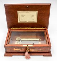 A Marquetry Decorated Music Box Length 11 1/2 inches. — 20TH CENTURY
