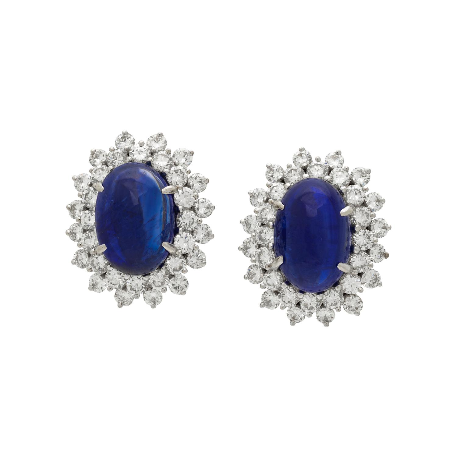 SAPPHIRE AND DIAMOND EARCLIPS