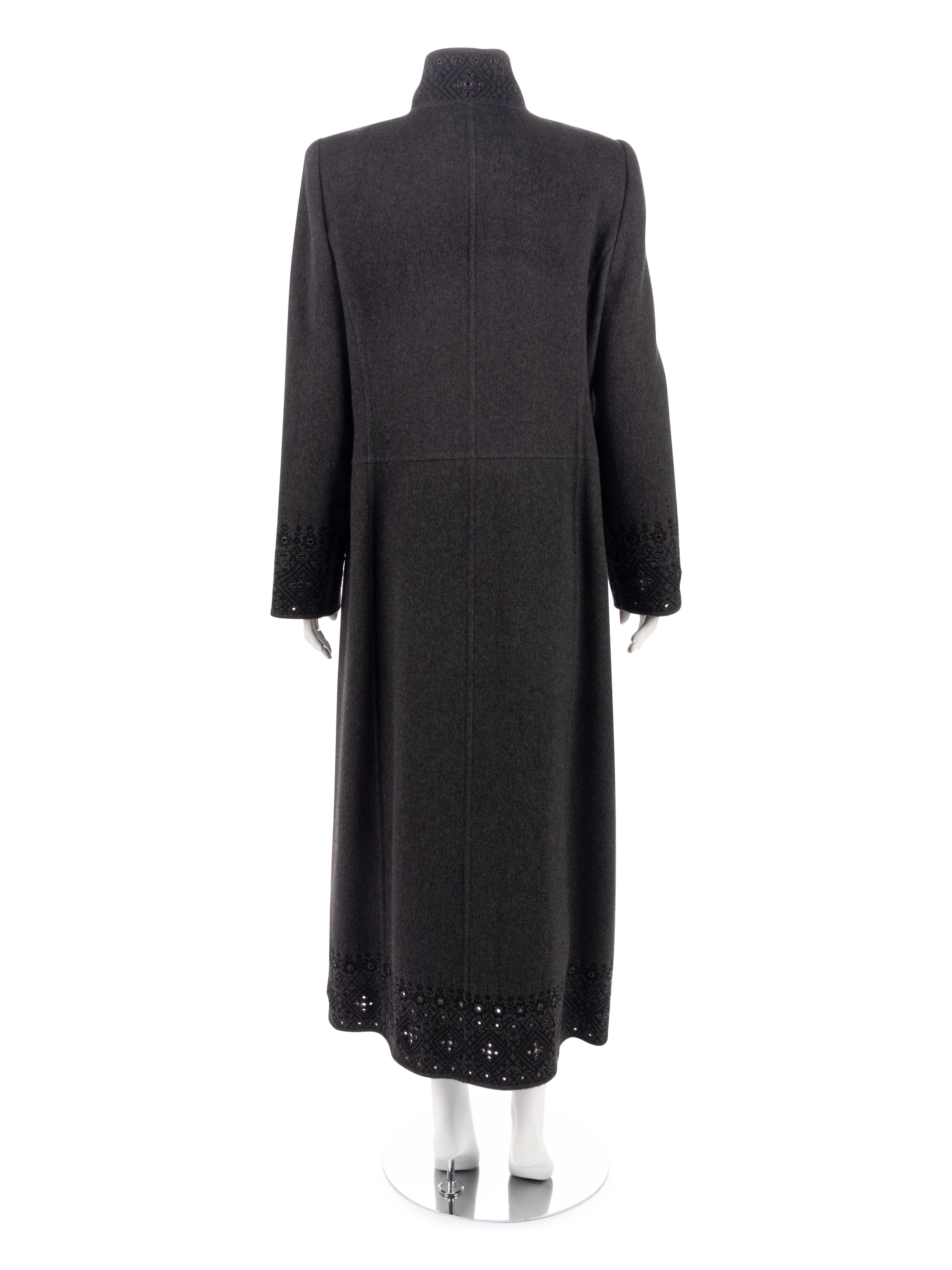 Oscar de la Renta Embroidered Cashmere Top Coat